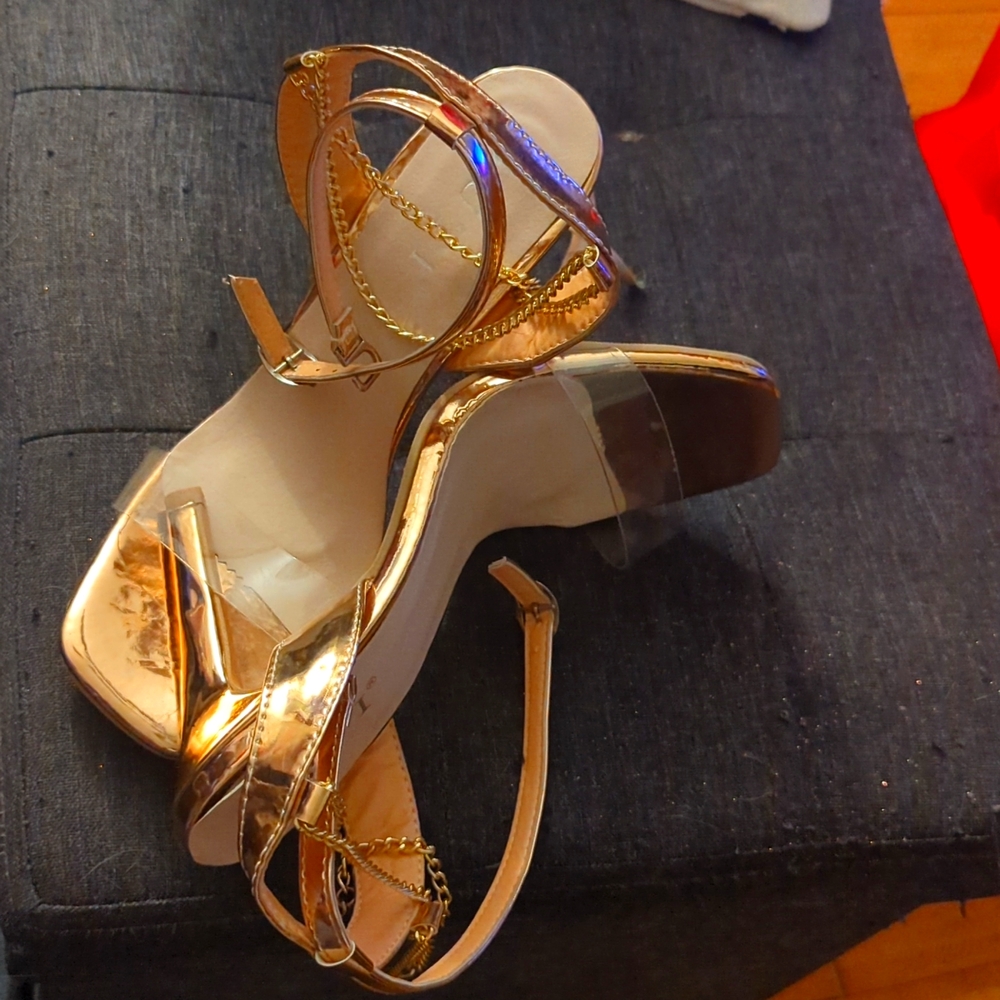 Brand New Never Worn Gold Strappy Sandals